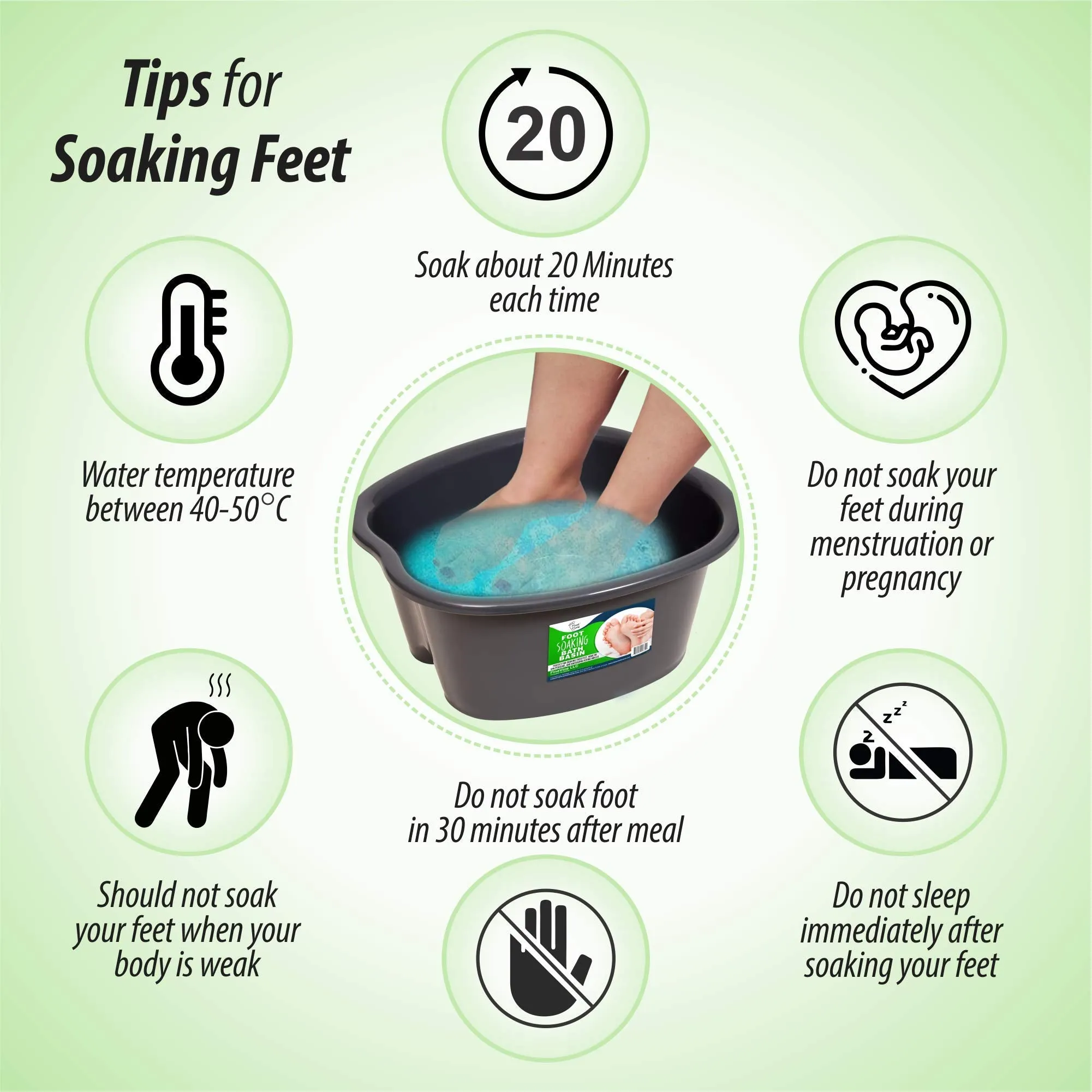 Foot Soaking Bath Basin - Large Size for Soaking Feet, Best Pedicure at Home Spa Treatment - Callus, Fungus and Dead Skin Remover, Enjoy Hot Water Foot Massager, Scrubbing in This Tub/Bucket - Gray