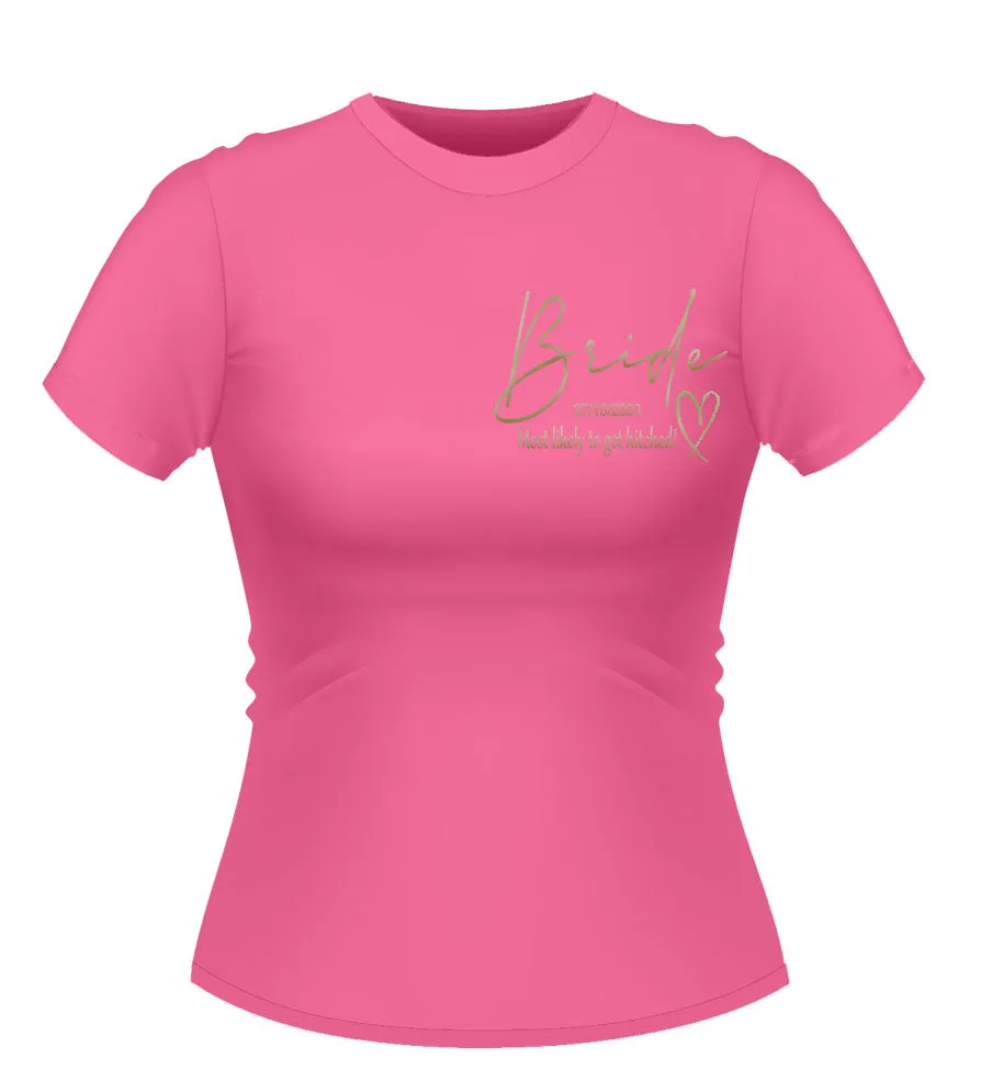 Fun Bride to Be 'Most Likely to...' Personalised Hen Party Tshirt