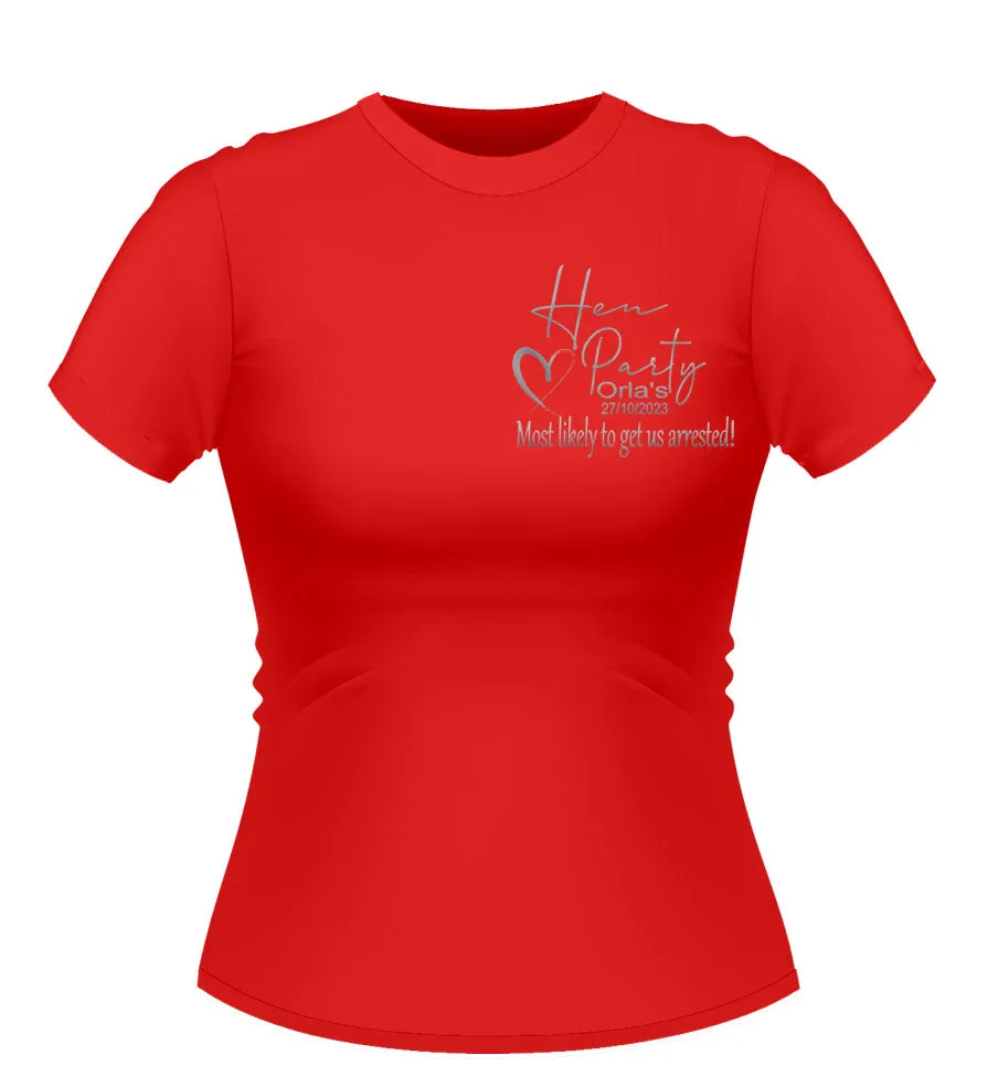 Fun 'Most Likely to...' Personalised Hen Party Tshirt