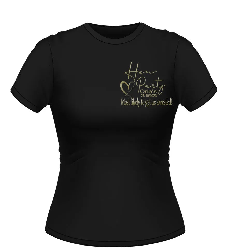 Fun 'Most Likely to...' Personalised Hen Party Tshirt
