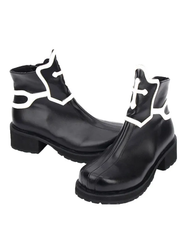 Gothic Lolita Shoes Black Platform Chunky Heel Cross Lolita Boots