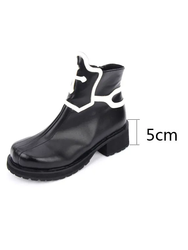Gothic Lolita Shoes Black Platform Chunky Heel Cross Lolita Boots