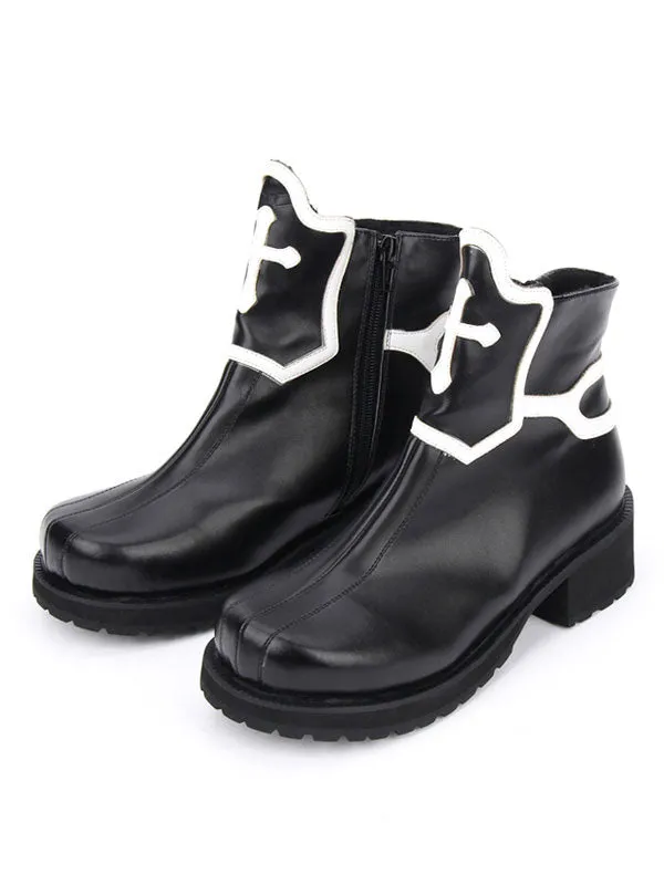 Gothic Lolita Shoes Black Platform Chunky Heel Cross Lolita Boots