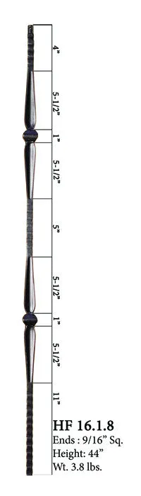 HF 16.1.8 Double Knuckle Face Hammered Iron Baluster