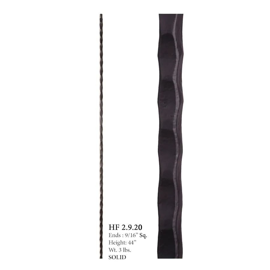 HF 2.9.20 Plain Square Hammered Iron Baluster