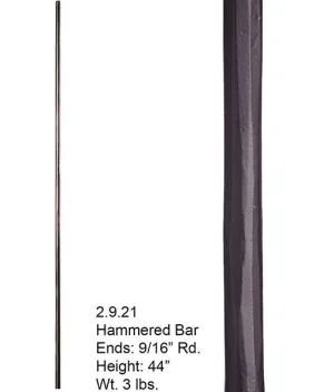 HF 2.9.21 Plain Round Hammered Iron Baluster