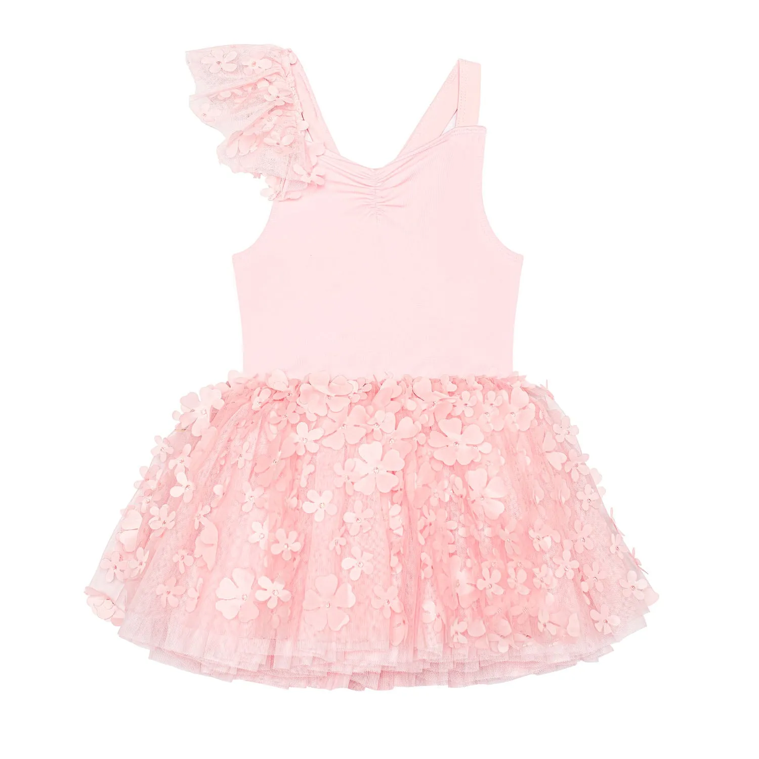 Ida: One Shoulder Flutter Sleeve Tutu Dress