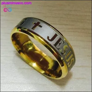 Jesus cross Letter bible wedding band ring 316 Titanium