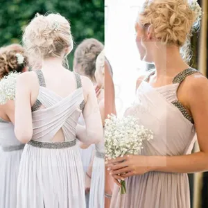Junior Unique New Arrival Impressive Cheap Formal A Line Pleating Floor-Length Dresses For Maid Of Honor, WG101