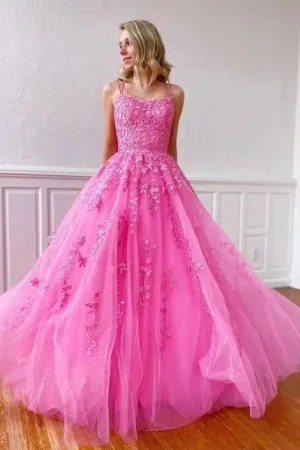 Lace Appliques Long Prom Dress Long Dance Dress Formal Dress Graduation School Party Gown OKU30