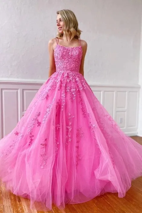 Lace Appliques Long Prom Dress Long Dance Dress Formal Dress Graduation School Party Gown OKU30