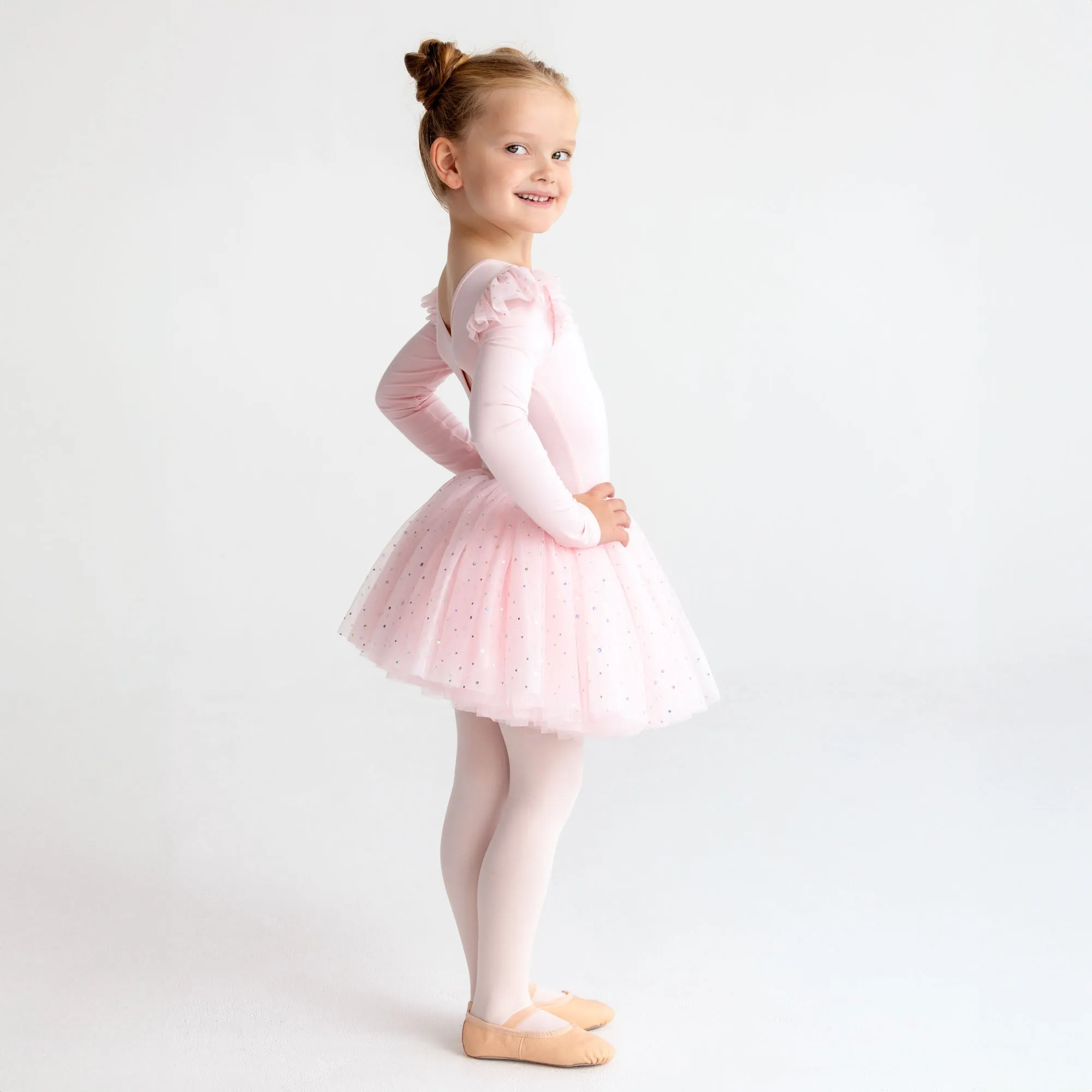 Lisbet: Long Sleeve Tutu Dress with Frill Sleeve and Keyhole Detail