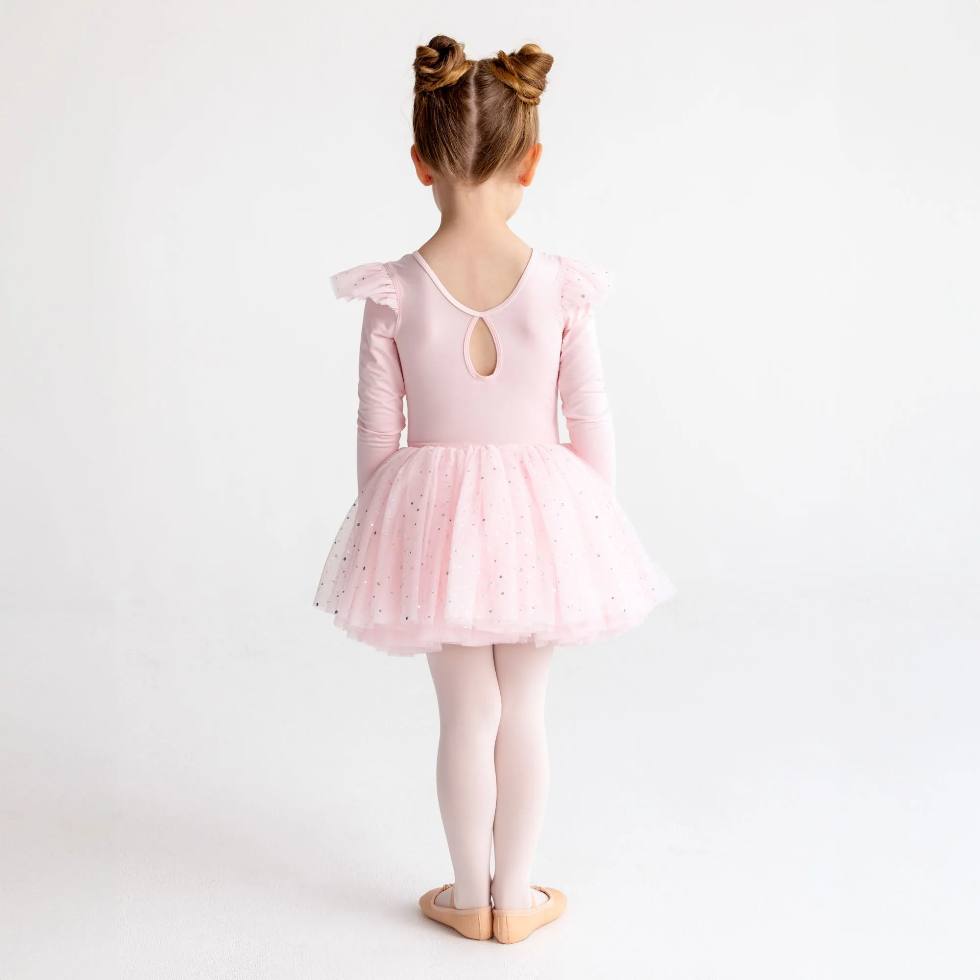 Lisbet: Long Sleeve Tutu Dress with Frill Sleeve and Keyhole Detail