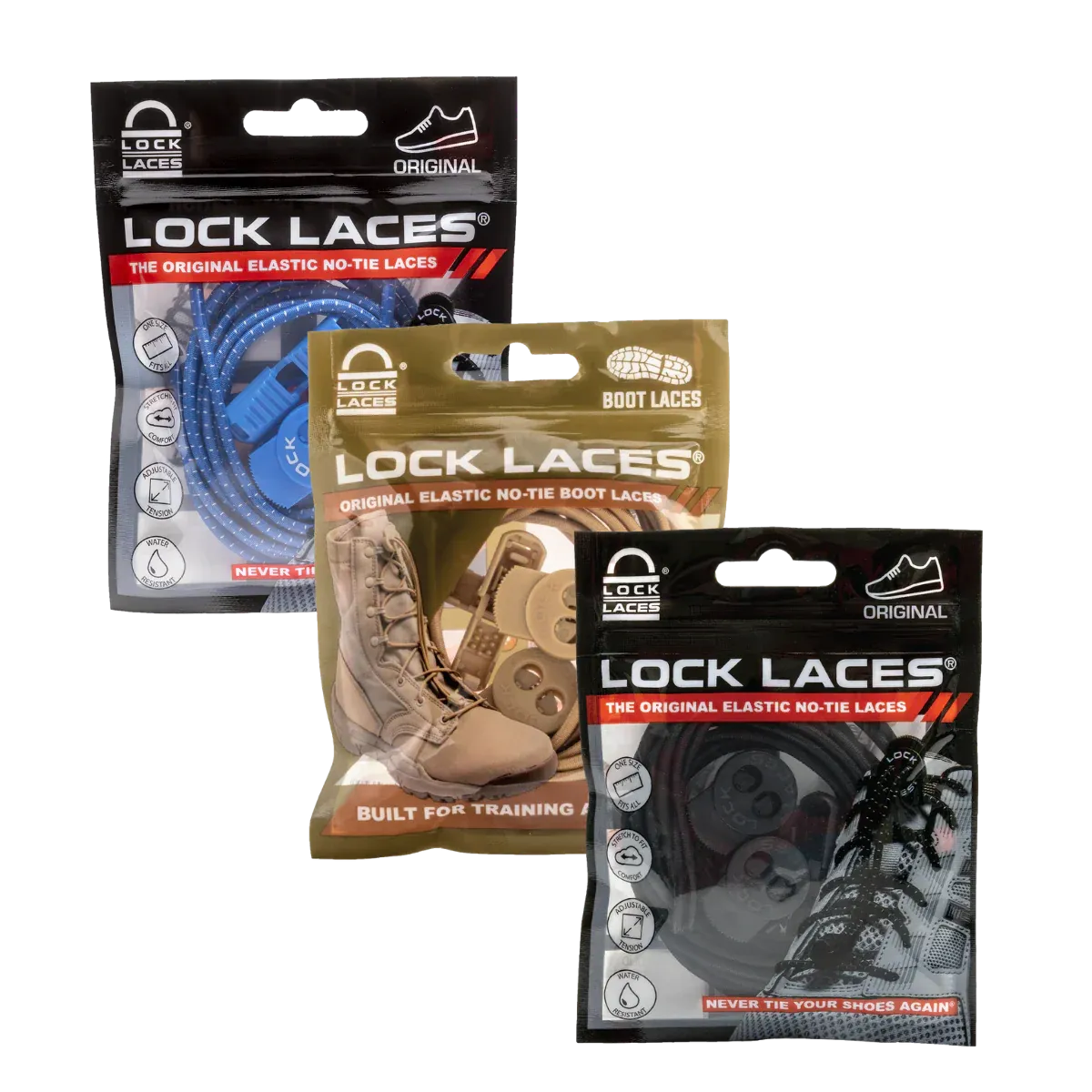 Lock Laces® Pick Your Own 3-Pack No-Tie Shoelaces