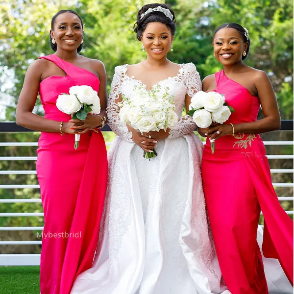 Mermaid One-shoulder Elegant Simple Pretty Long Bridesmaid Dresses,BDS0233