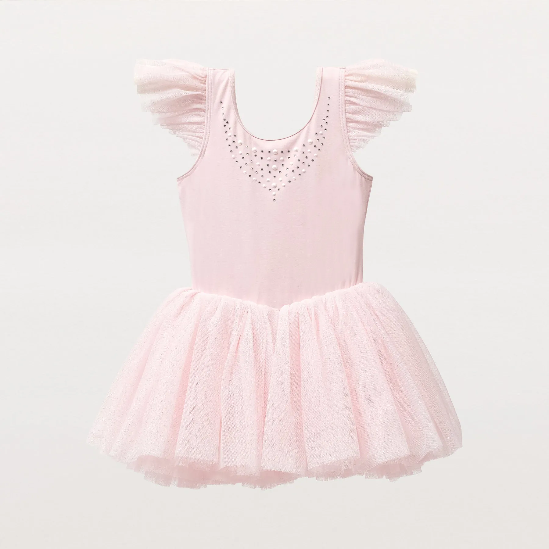 Mette: Pearl Collar Frill Sleeve Tutu Dress in Pink