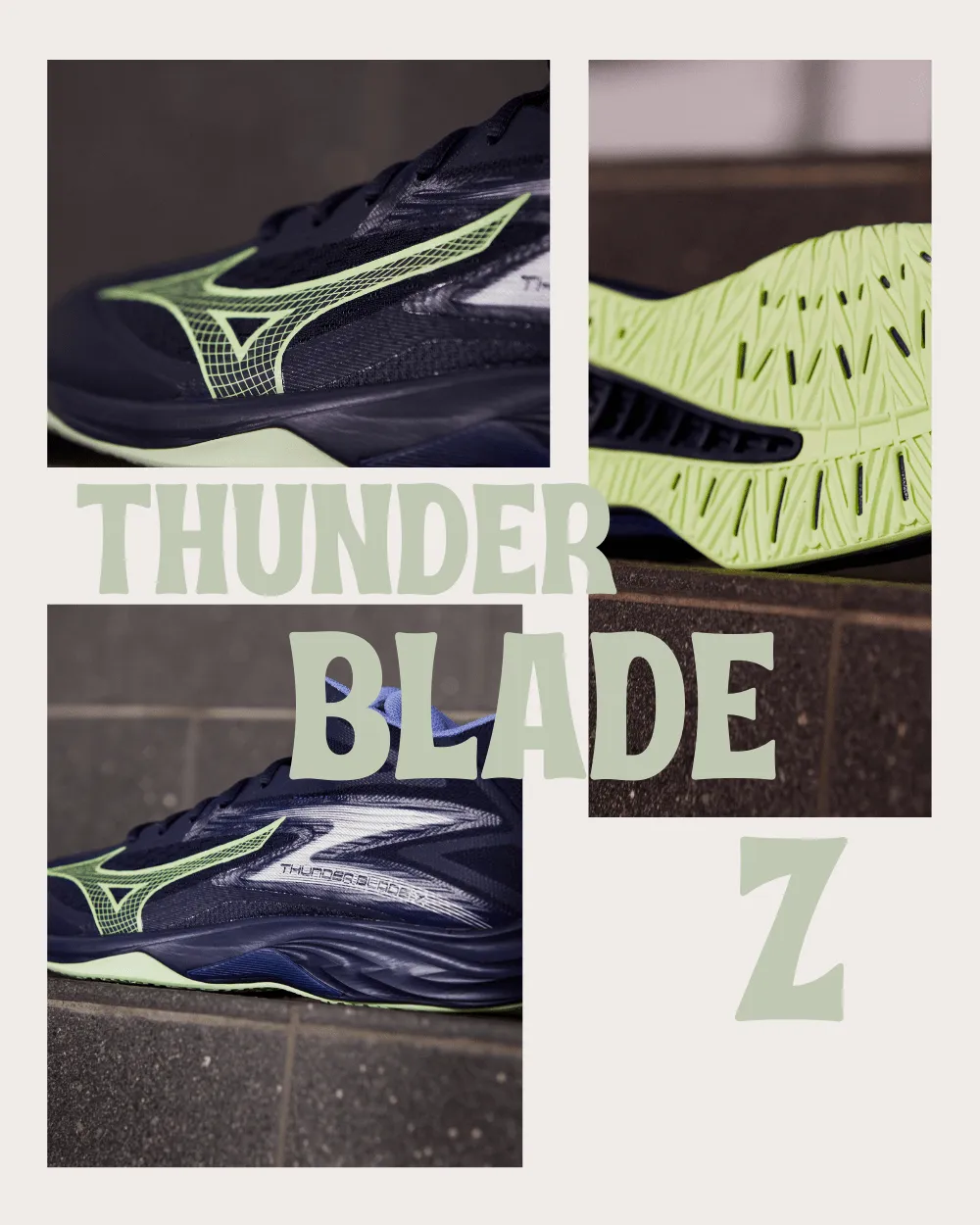 Mizuno Thunder Blade Z 2025 Unisex Volleyball Shoes (White/Bellwether Blue/Bel Air Blue)