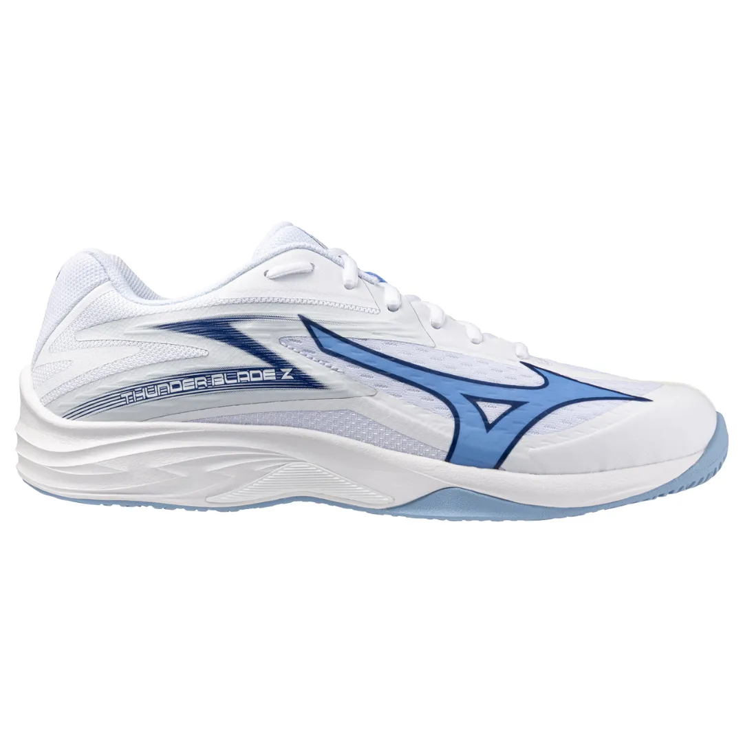 Mizuno Thunder Blade Z 2025 Unisex Volleyball Shoes (White/Bellwether Blue/Bel Air Blue)