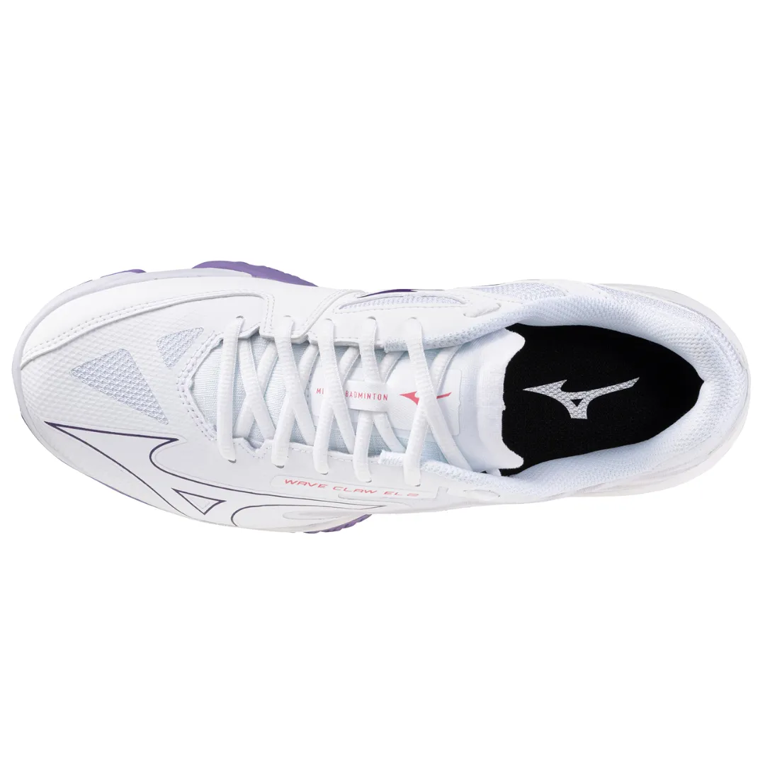 Mizuno Wave Claw EL 2 2025 Unisex Badminton Shoes (White/Violet Indigo/Camelia Rose)