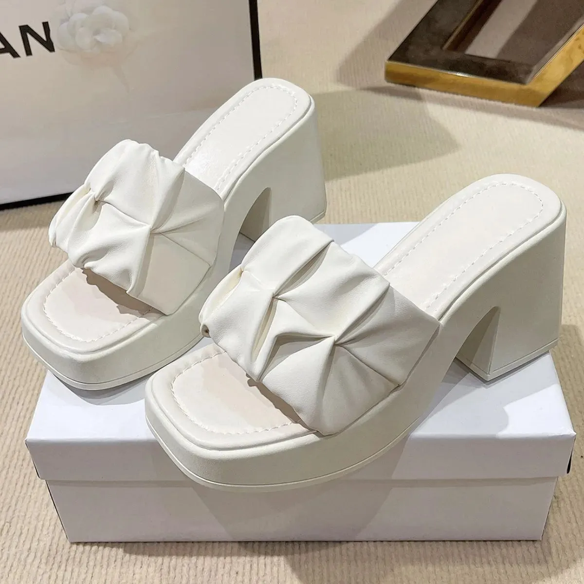 Open Toe Block Heels Sandals