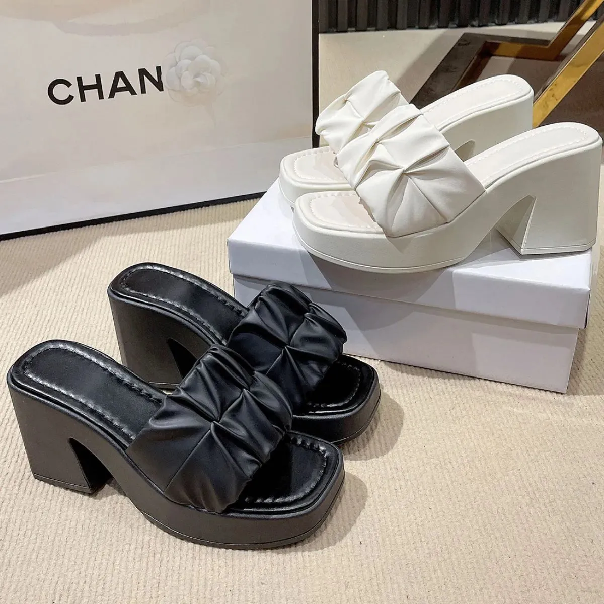 Open Toe Block Heels Sandals