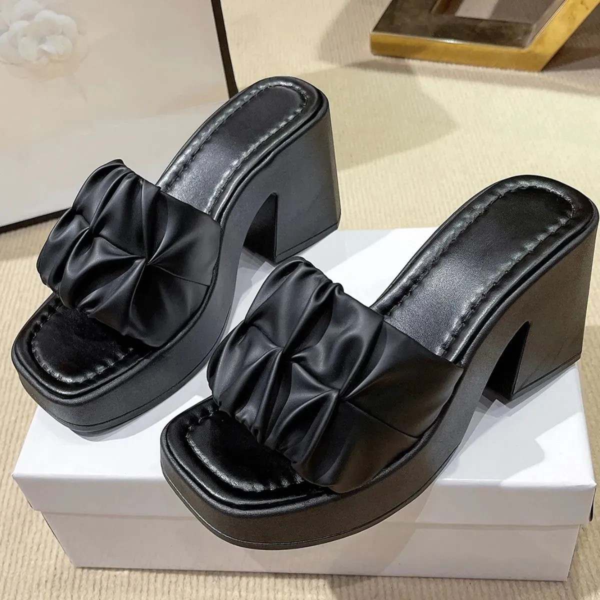 Open Toe Block Heels Sandals