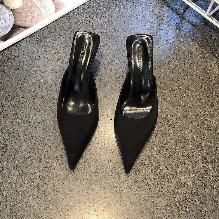 Point Toe Flare Heels Sandals