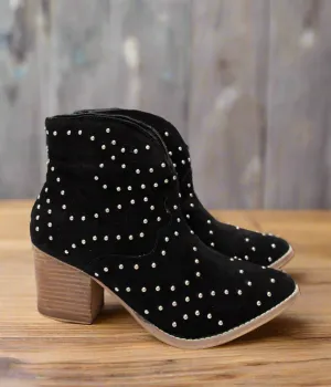 Pour Me Another Studded Heeled Ankle Boot in Black