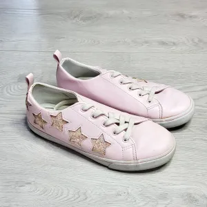PS09 - Gymboree pink running shoes with glitter stars, youth size 4, good condition