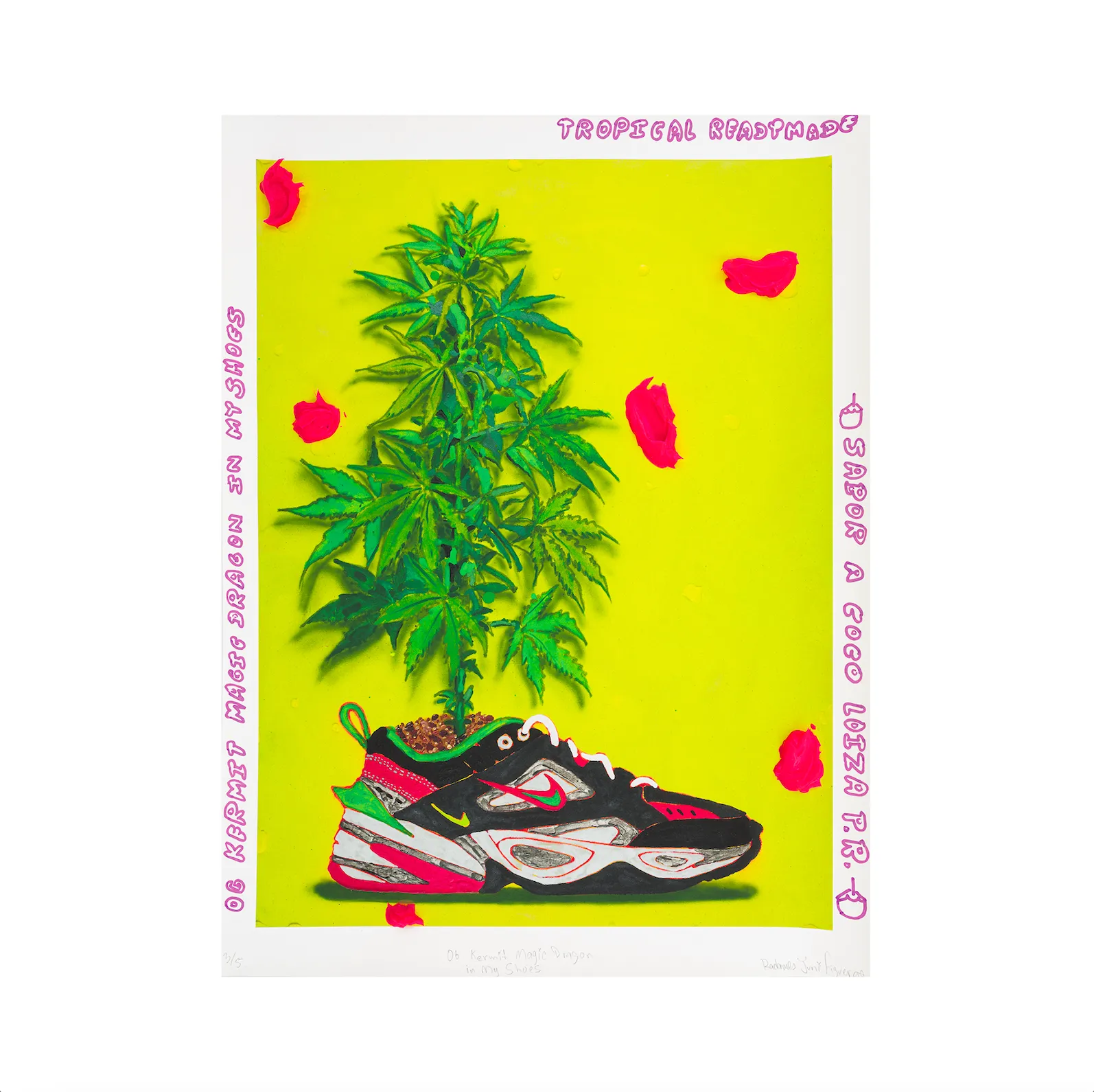 Radames "Juni” Figueroa, OG Kermit Magic Dragon In My Shoes (Tropical Readymade Painting), 2021; Limited Edition Print