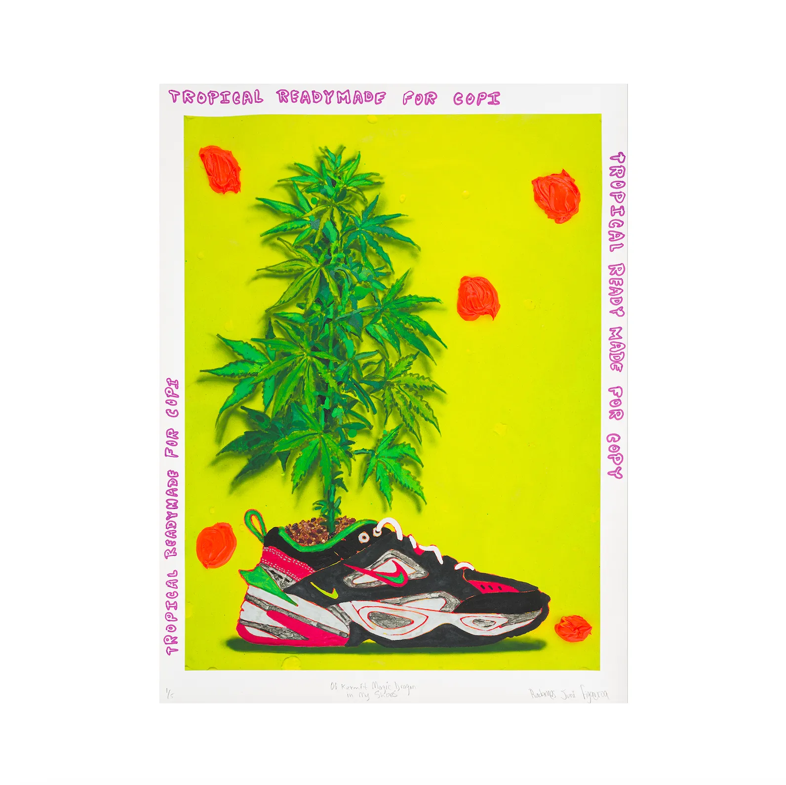 Radames "Juni” Figueroa, OG Kermit Magic Dragon In My Shoes (Tropical Readymade Painting), 2021; Limited Edition Print