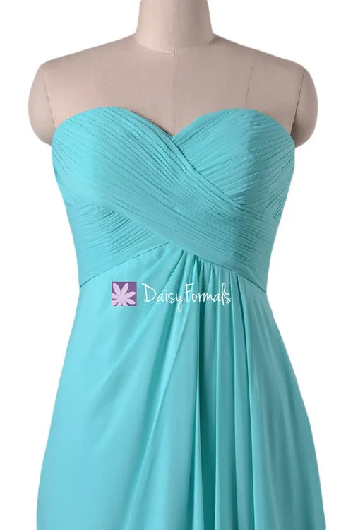 Robin Egg Blue Bridesmaids Dress Long Light Blue Chiffon Party Dress Turquoise Blue Formal Dress (BM7712)