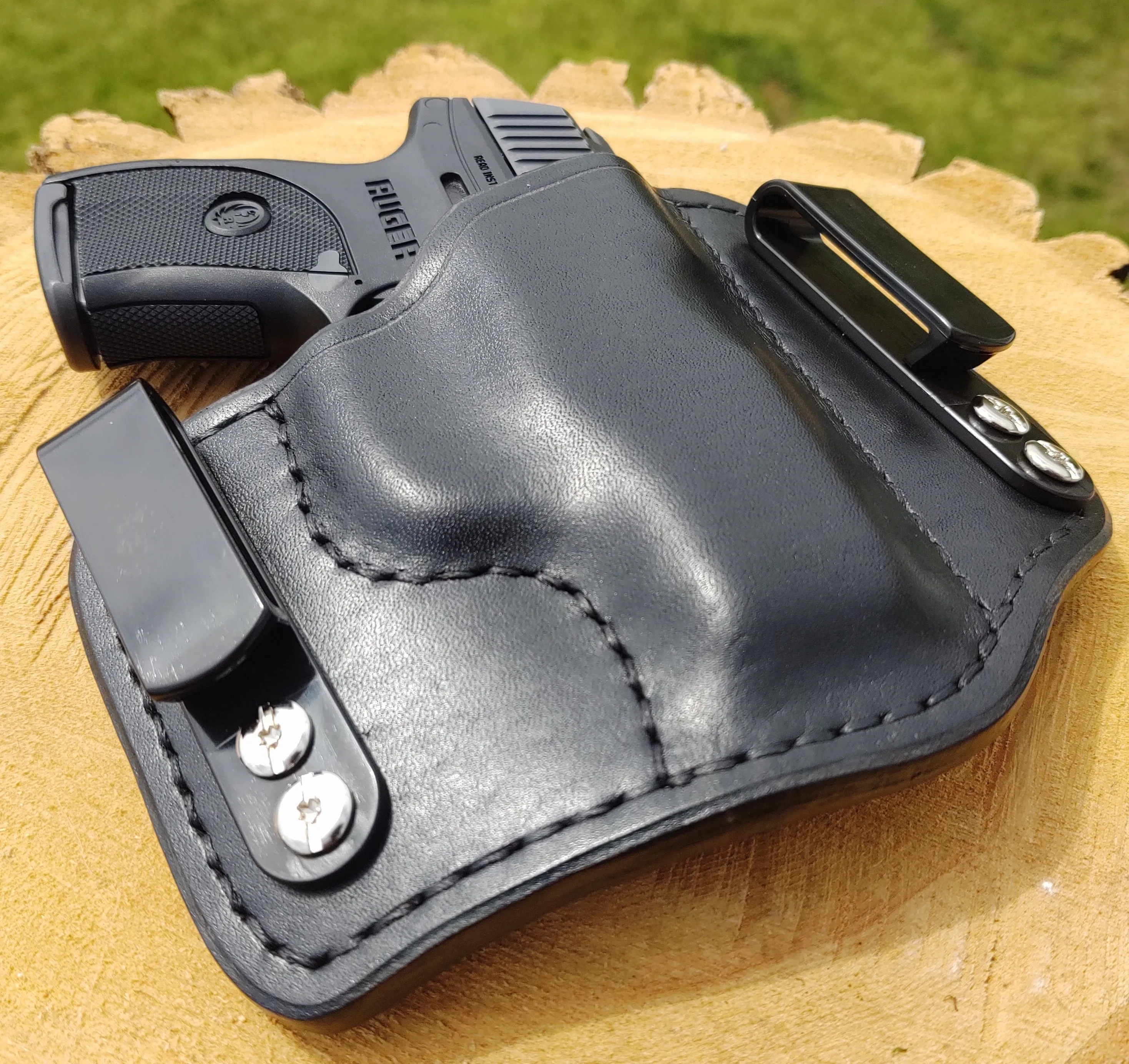 Ruger LC9, LC9s, EC9s  IWB Mini HD Black&Tan Leather Holster
