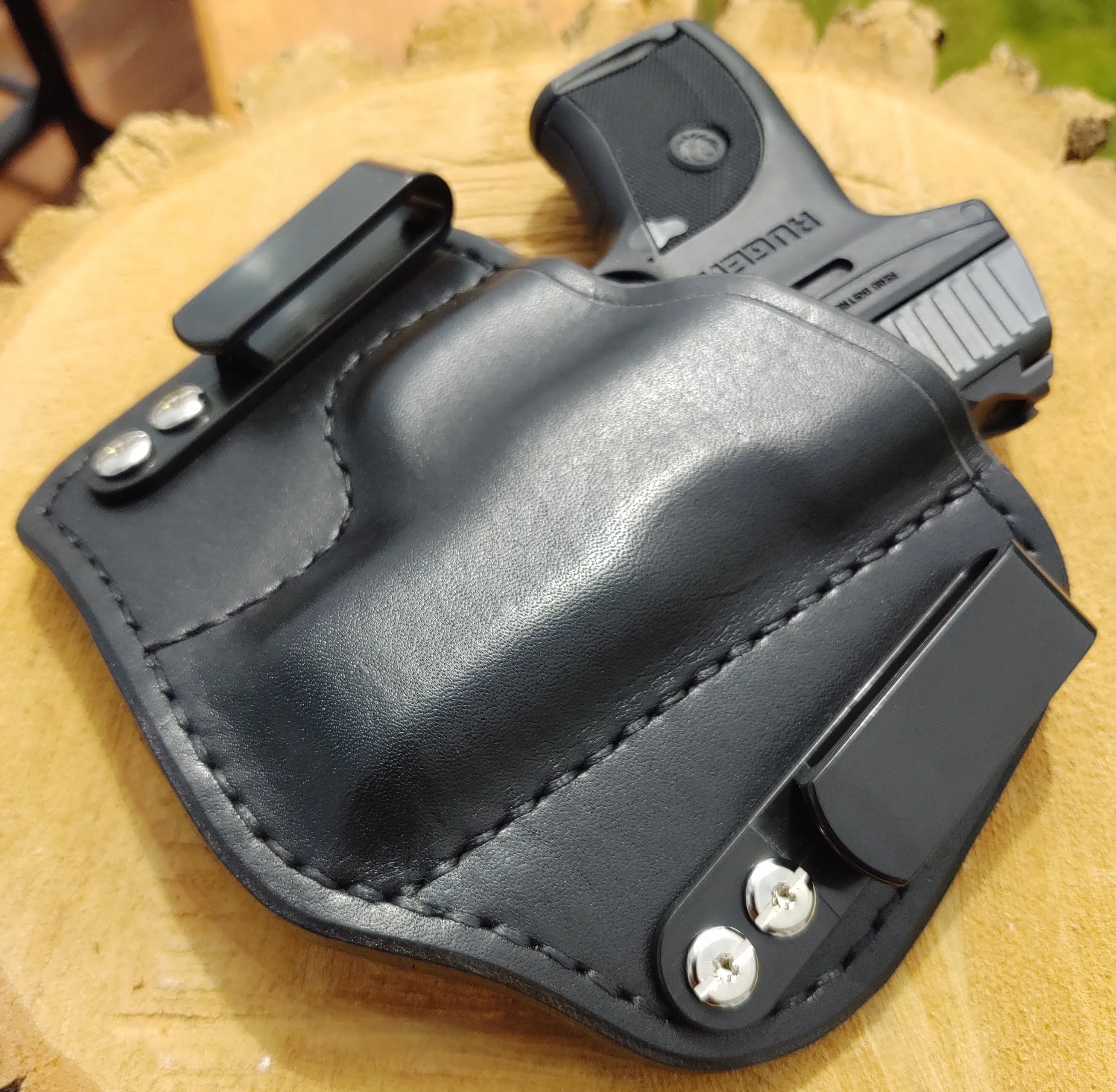 Ruger LC9, LC9s, EC9s  IWB Mini HD Black&Tan Leather Holster