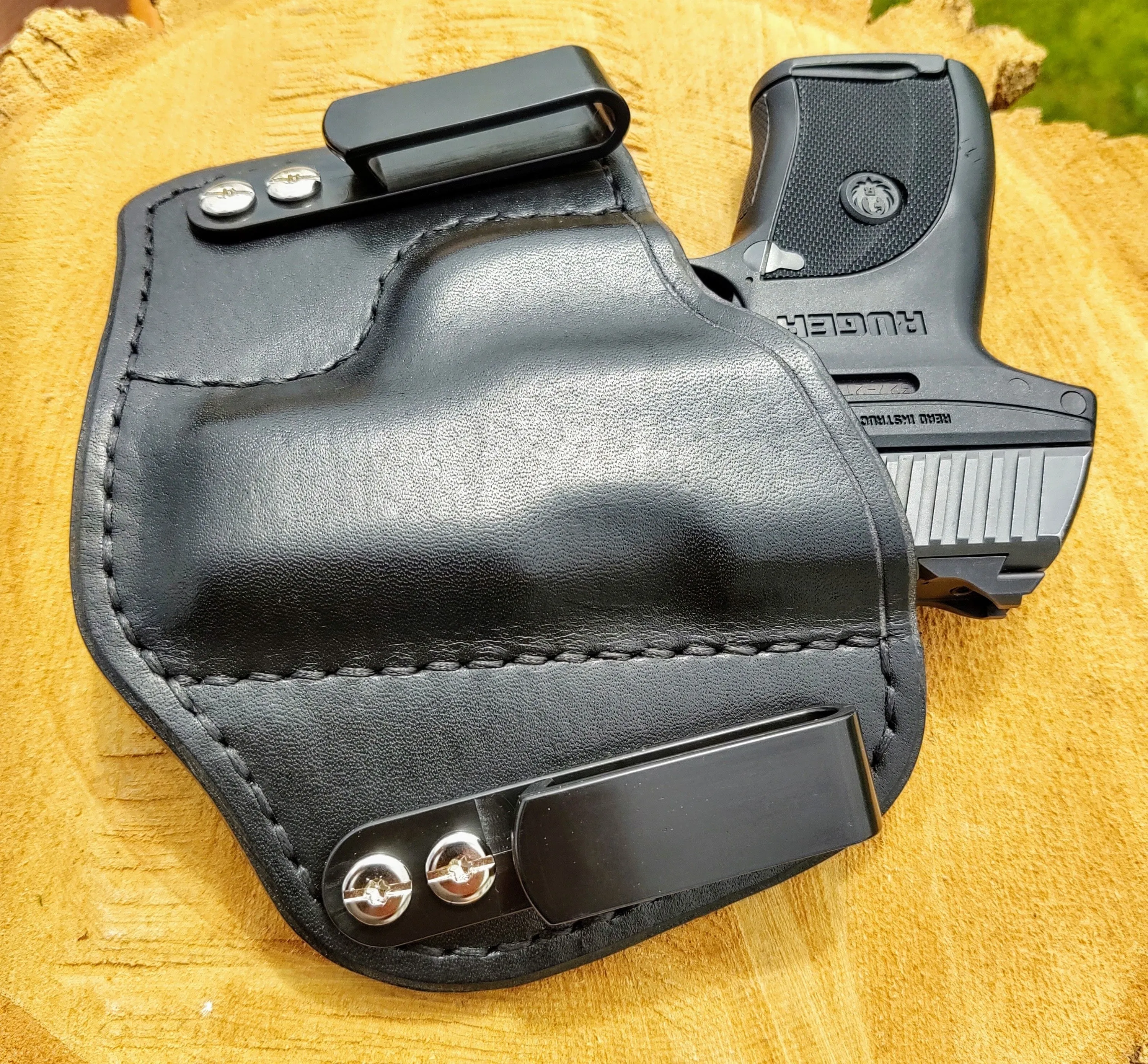 Ruger LC9, LC9s, EC9s  IWB Mini HD Black&Tan Leather Holster