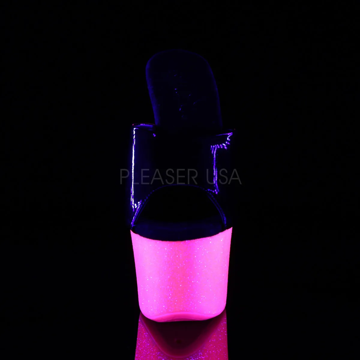 SKY-301UVG  Black Patent/Neon Hot Pink Glitter