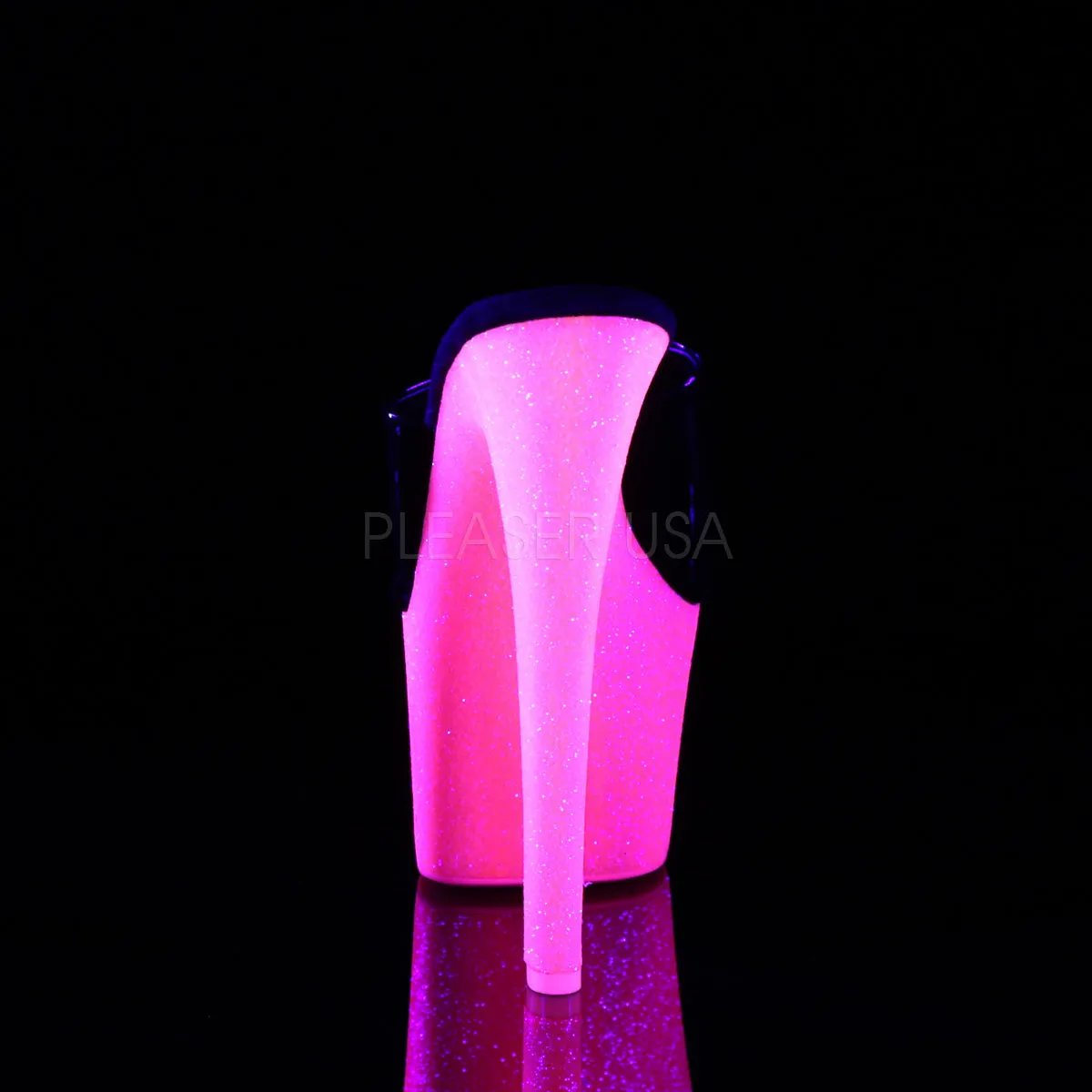SKY-301UVG  Black Patent/Neon Hot Pink Glitter