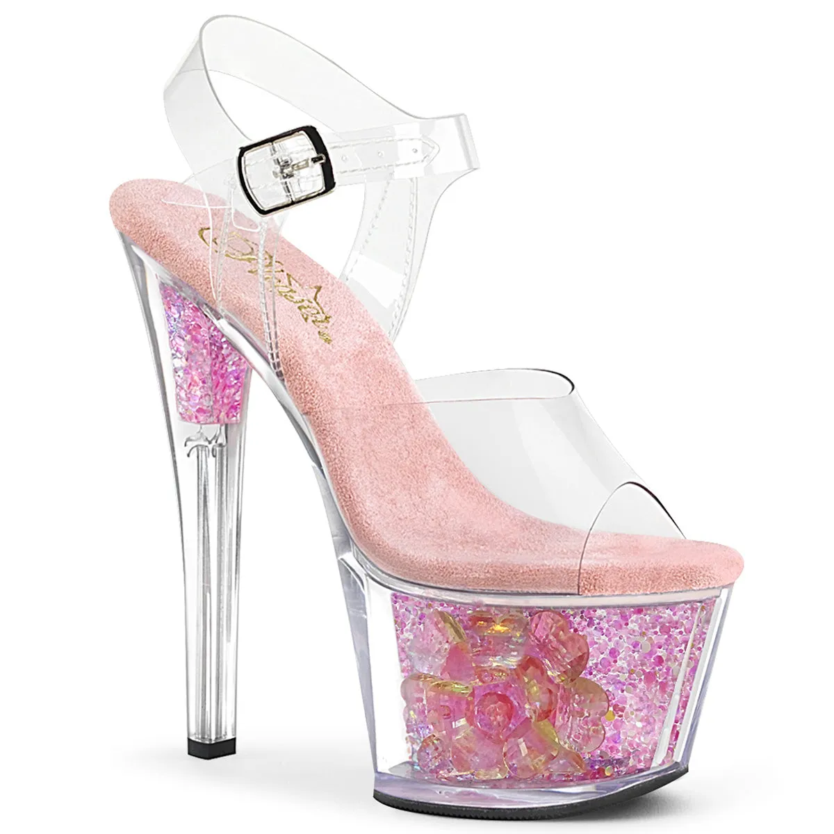 SKY-308CF  Clear/Clear-Baby Pink Iridescent Glitter