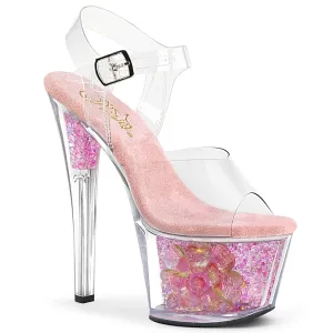 SKY-308CF  Clear/Clear-Baby Pink Iridescent Glitter