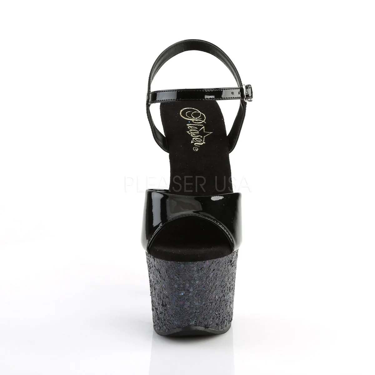 SKY-309LG  Black Patent/Black Multi Glitter