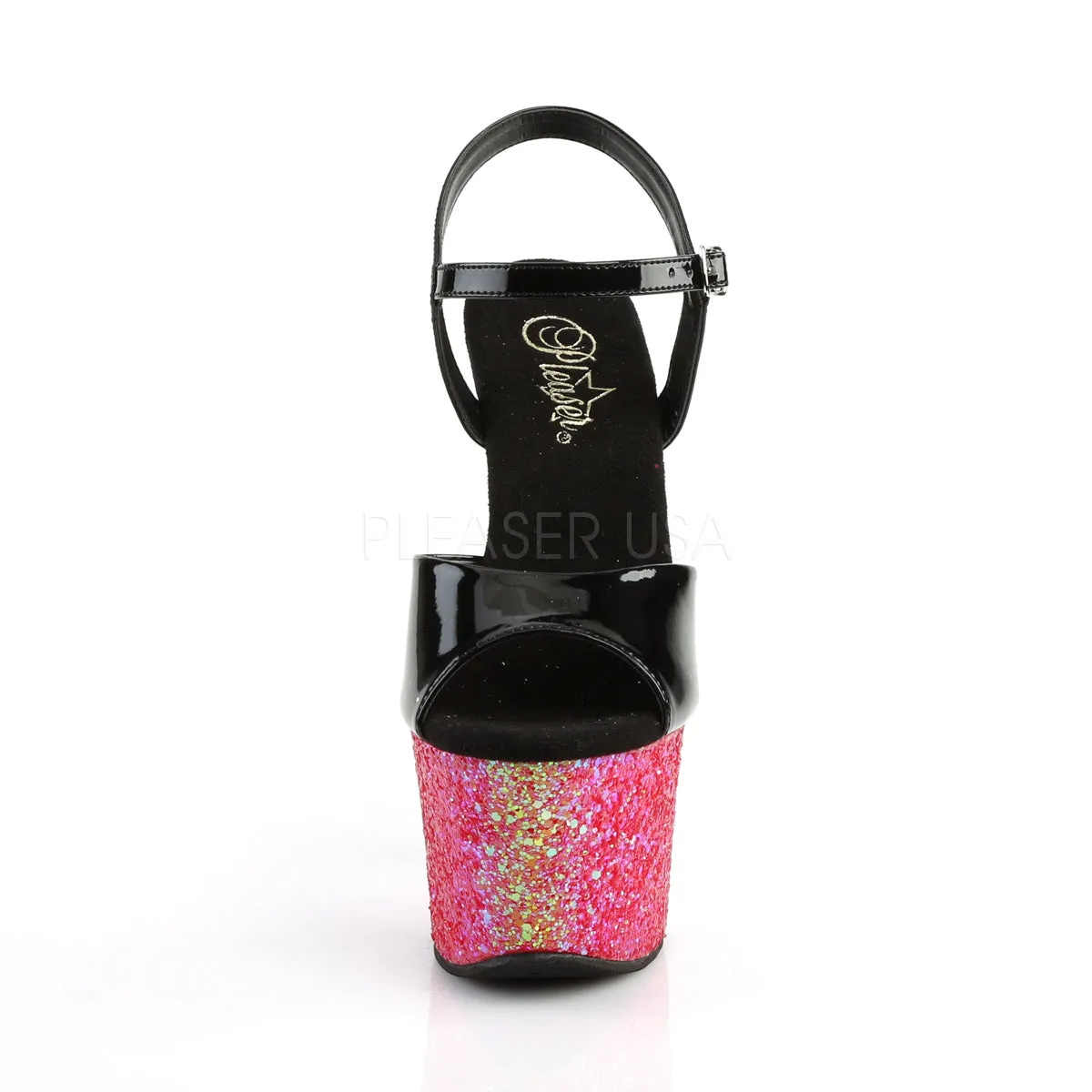 SKY-309LG  Black Patent/Red Multi Glitter