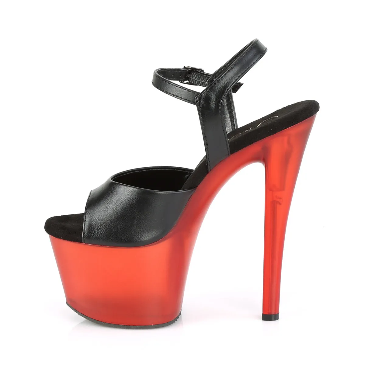 SKY-309T  Black Faux Leather/Frosted Red