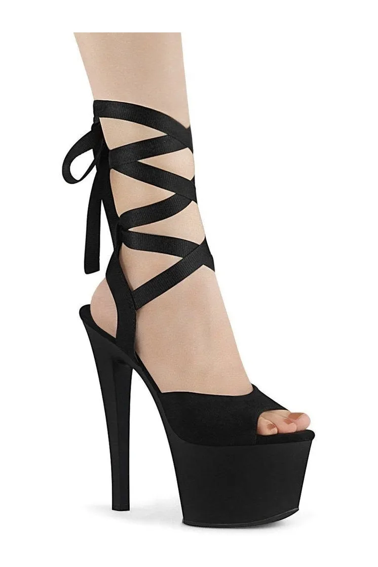 SKY-334 Exotic Platform Sandal | Black Faux Leather