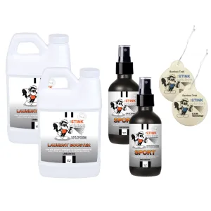 Super Sample Bundle - 2 Mini Laundry Boosters, Two 4 oz Sports Odor Eliminating Sprays   2 Car Air Fresheners