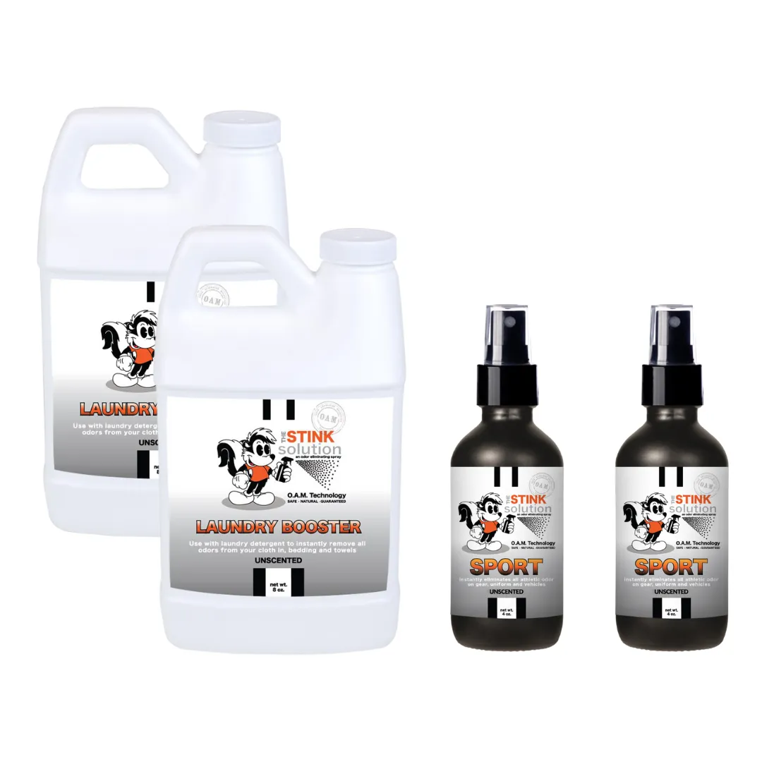 Super Sample Bundle - Two Unscented Mini Laundry Boosters   Two 4 oz Sport Odor Eliminator Sprays