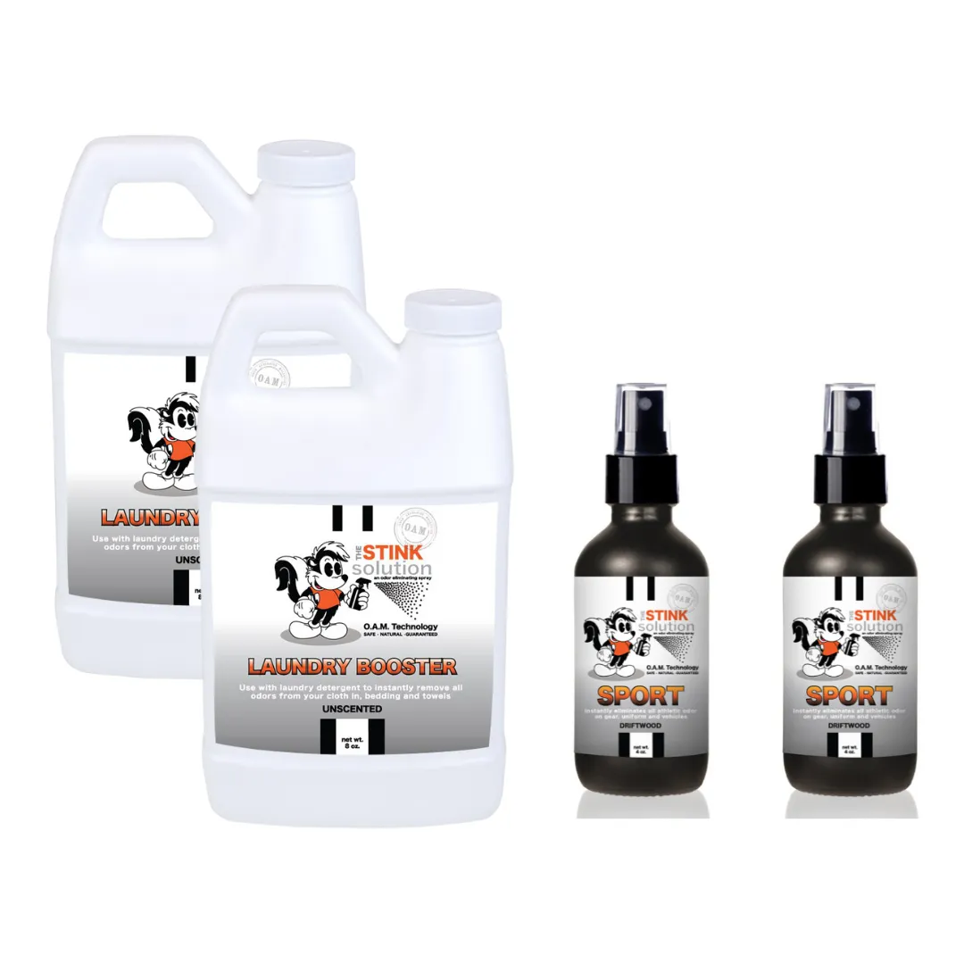 Super Sample Bundle - Two Unscented Mini Laundry Boosters   Two 4 oz Sport Odor Eliminator Sprays