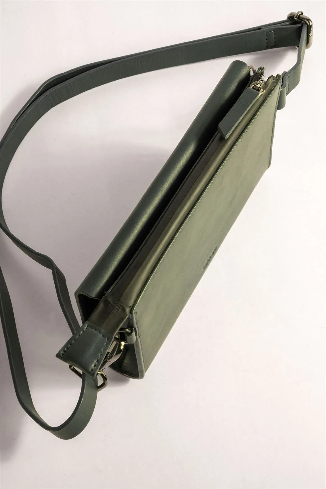 Tanned   I   Essential Pouchette  Classic Thin Strap  Wallet, Sling, Cross Body  Dark Green  TO/EP-DG  I Leather Bag