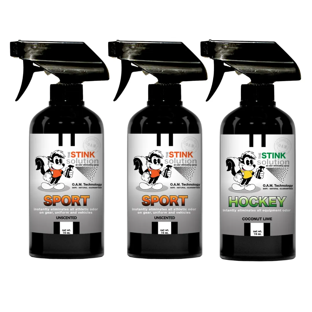 Three Pack - Two Sport Odor Eliminating Sprays   One Spray of Choice 16 oz