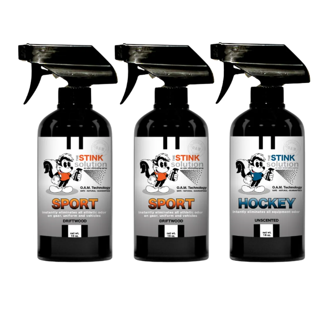 Three Pack - Two Sport Odor Eliminating Sprays   One Spray of Choice 16 oz