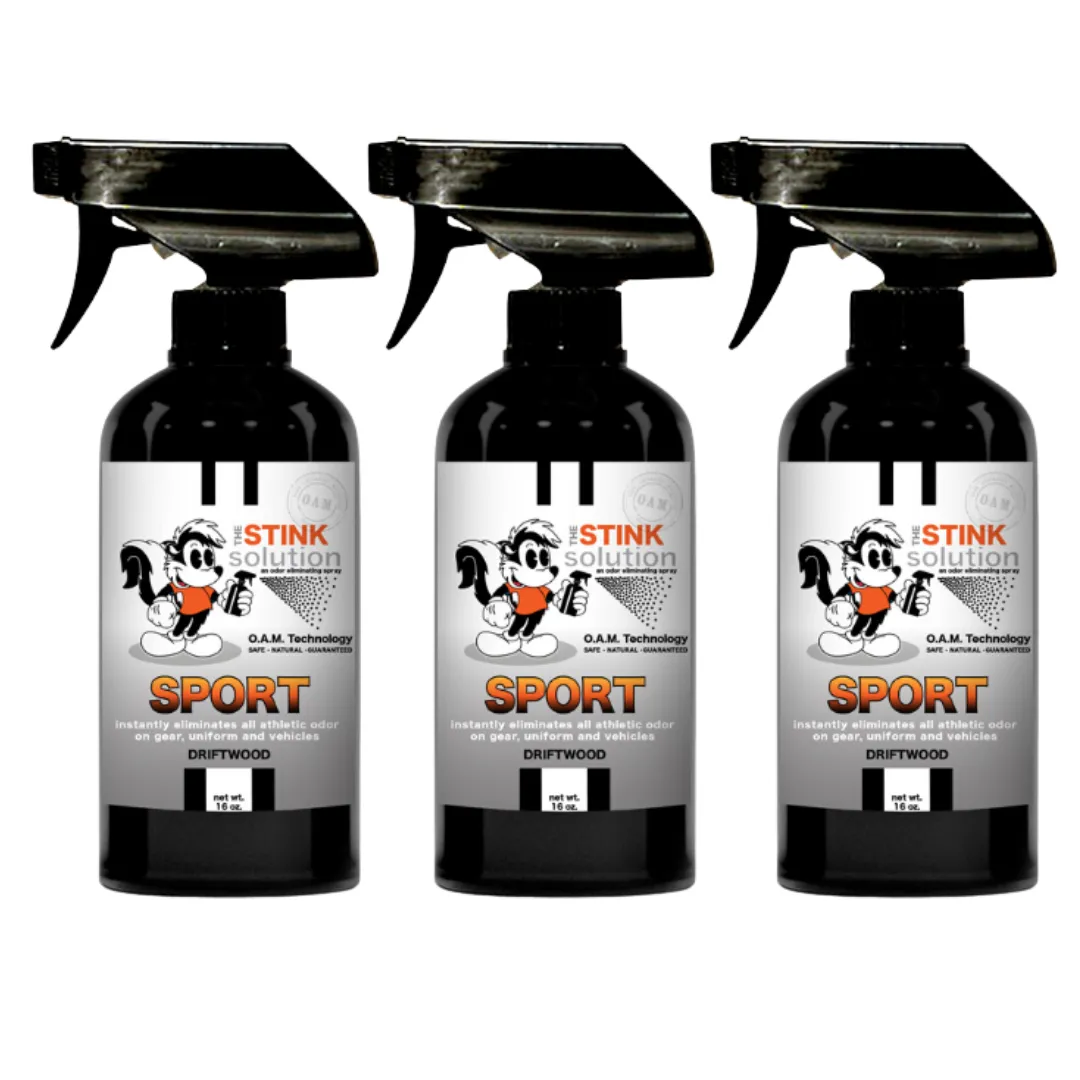 Three Pack - Two Sport Odor Eliminating Sprays   One Spray of Choice 16 oz